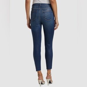 L'AGENCE Women's Blue Metallic Glitter Cropped Skinny Jeans Pants